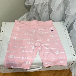 Baby pink champion shorts , girls